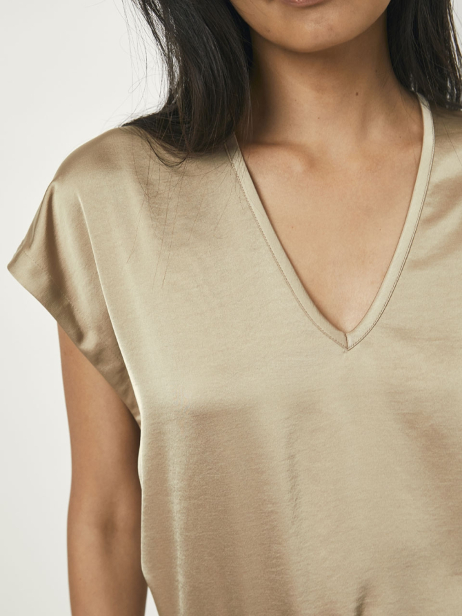 Satin V-neck